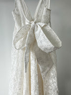LoveShackFancy Bridal White Romantic Lace Bow Back Wedding Gown - House Of Huntington