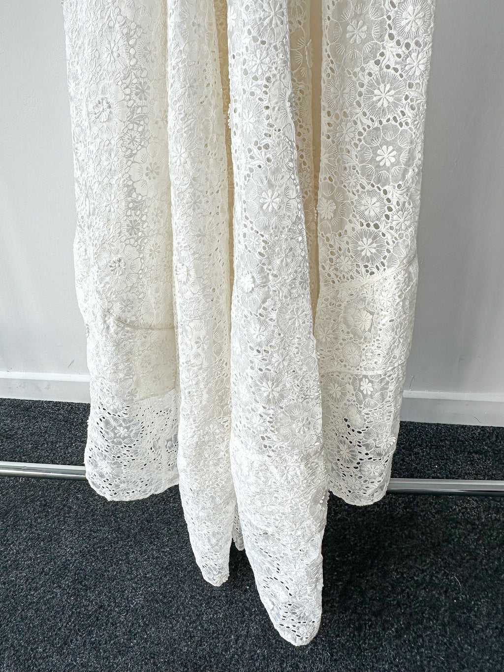 LoveShackFancy Bridal White Romantic Lace Bow Back Wedding Gown - House Of Huntington
