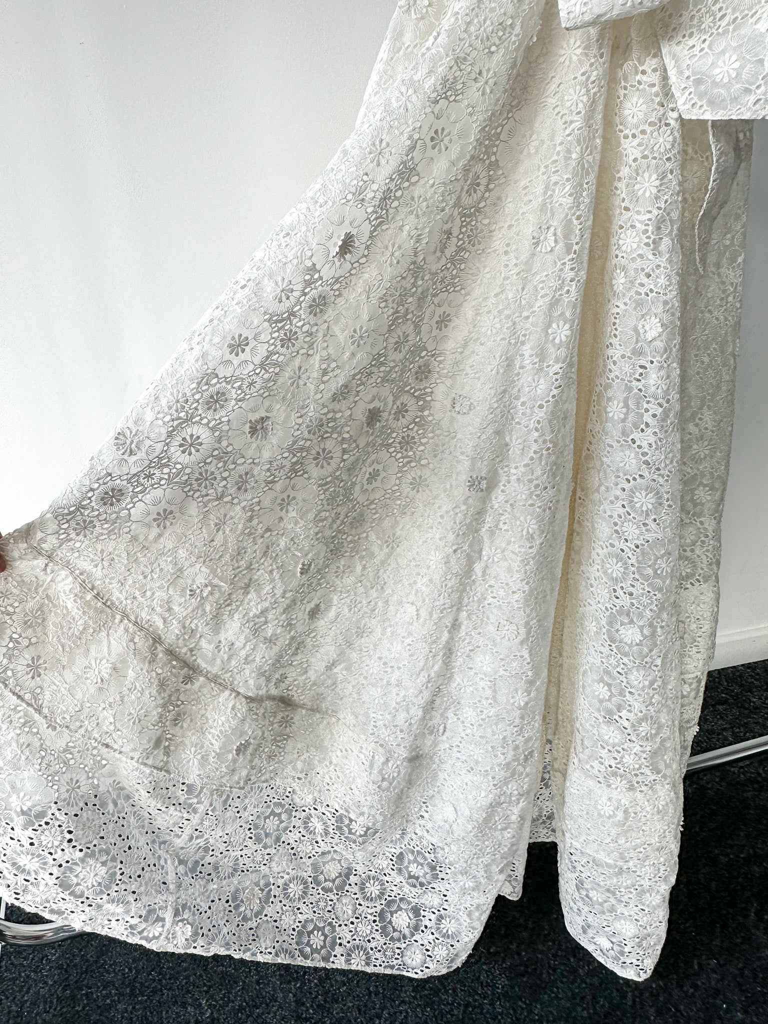 LoveShackFancy Bridal White Romantic Lace Bow Back Wedding Gown - House Of Huntington