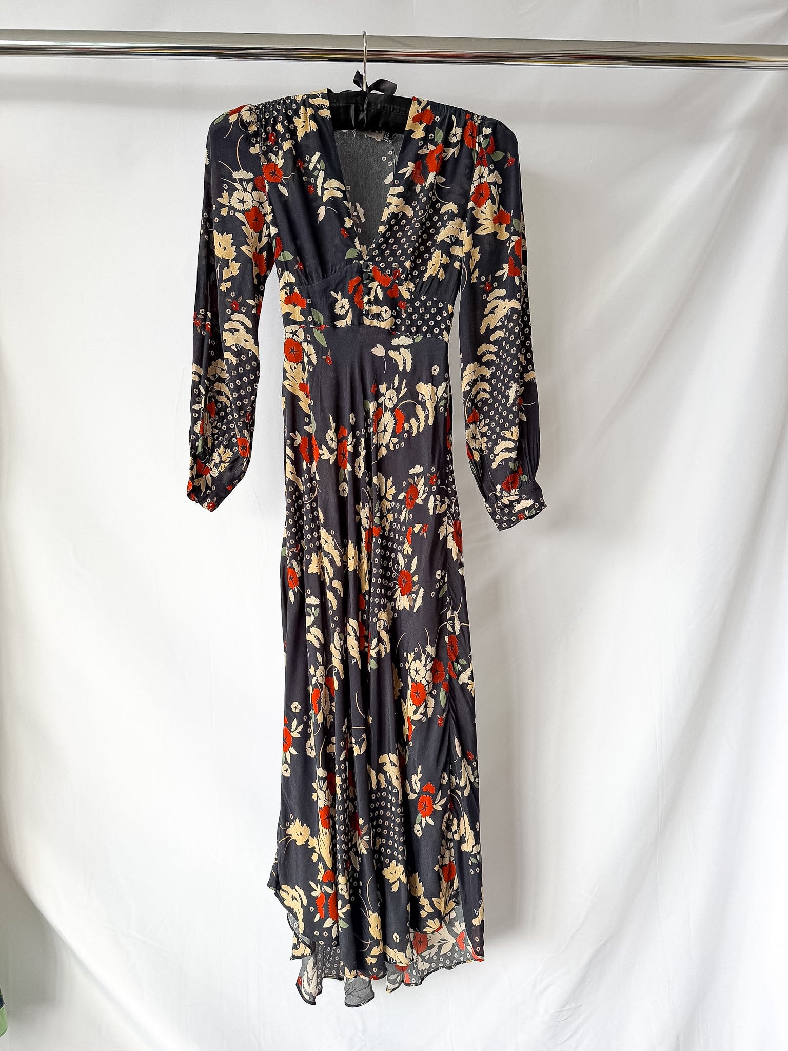 Rixo London Black Trula Floral-Print Maxi Dress