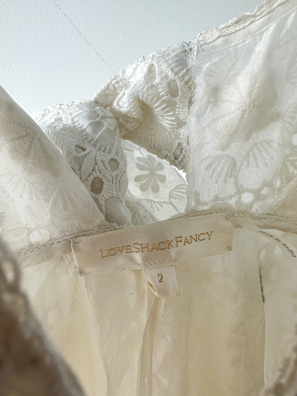LoveShackFancy Bridal White Romantic Lace Bow Back Wedding Gown - House Of Huntington