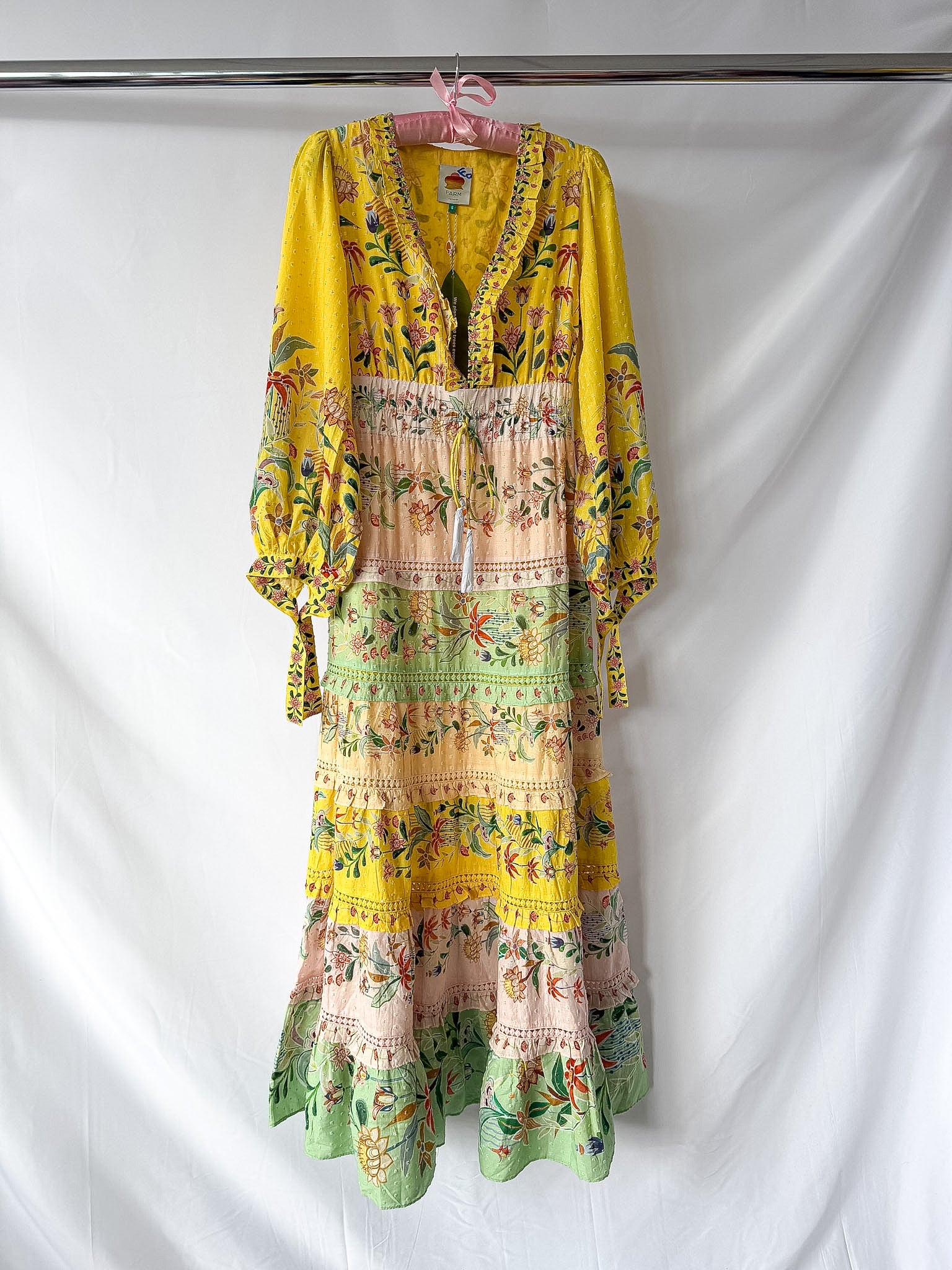 Farm Rio Yellow Floral Print Maxi Dress