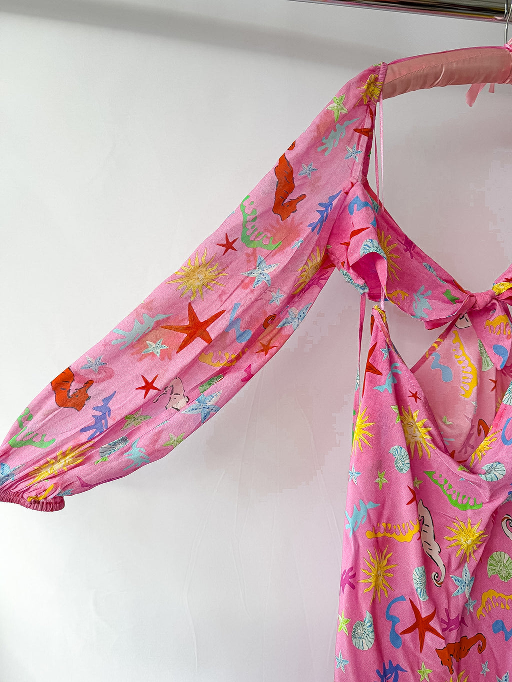 Rixo London Kamilla Pink Seahorse Starfish Print Dress