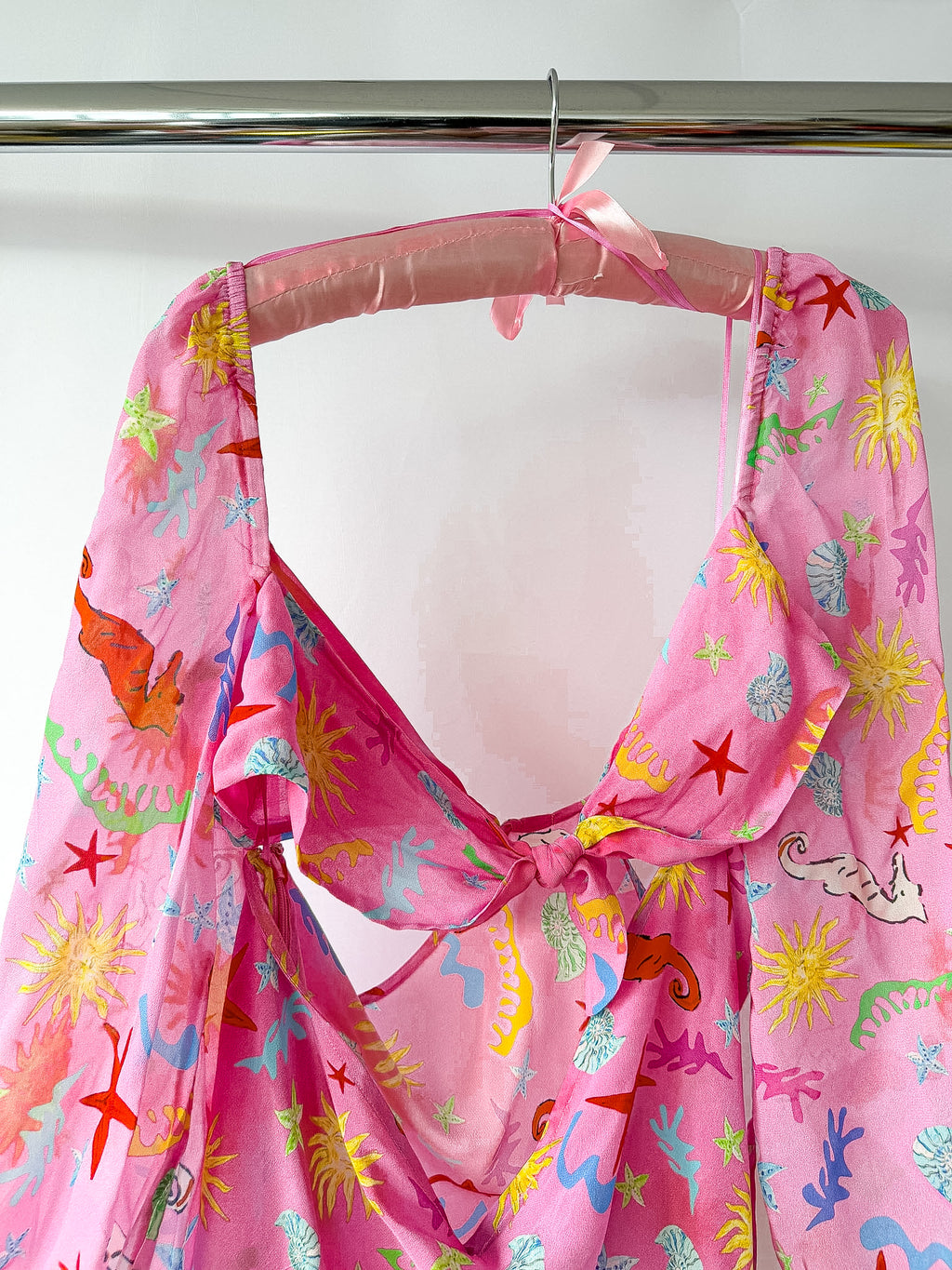 Rixo London Kamilla Pink Seahorse Starfish Print Dress