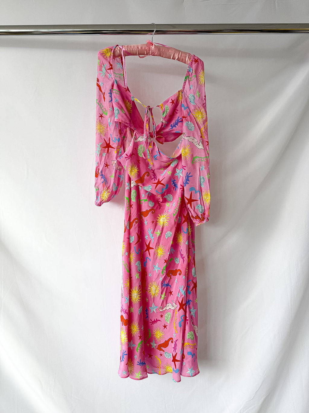 Rixo London Kamilla Pink Seahorse Starfish Print Dress