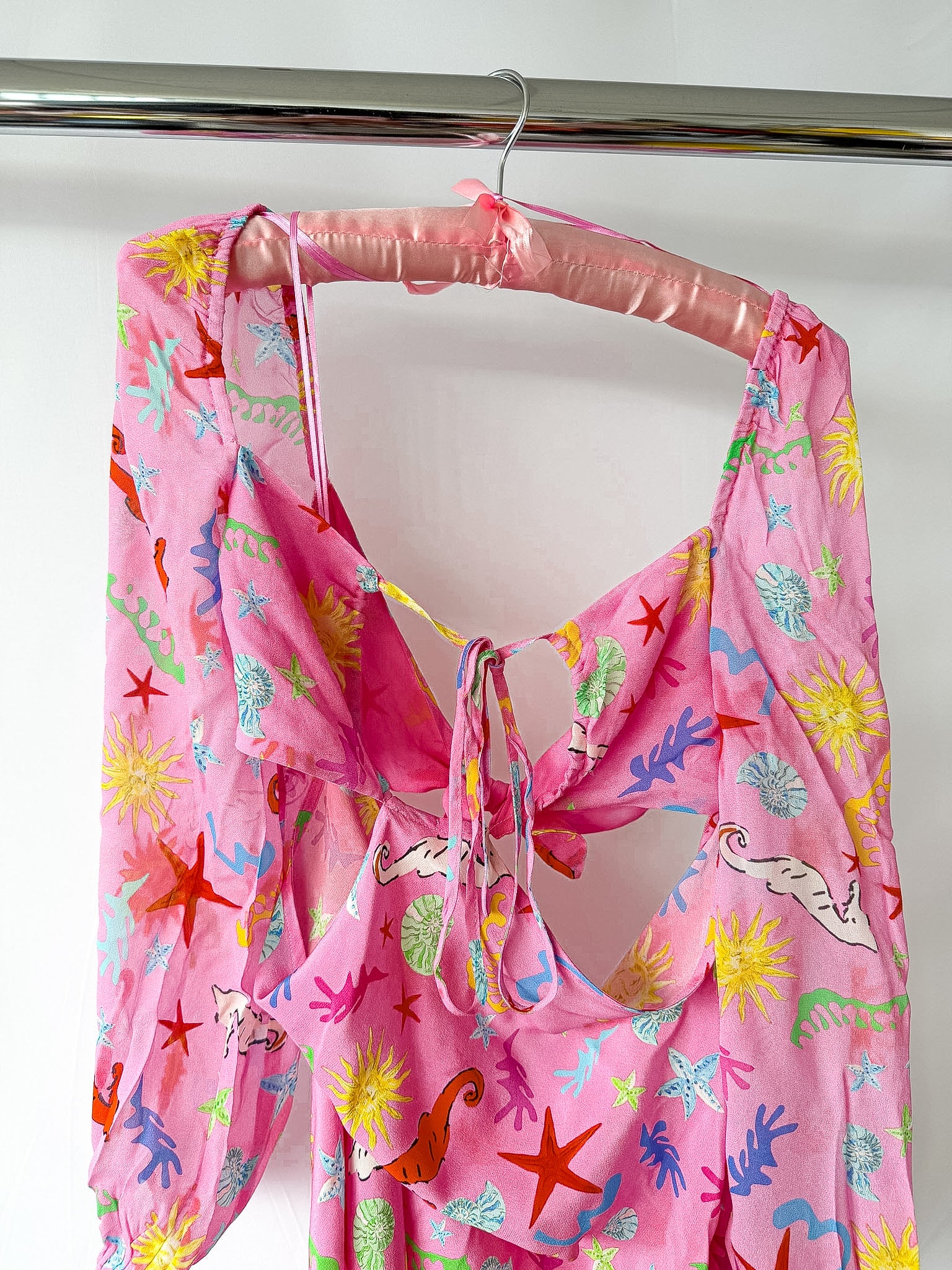 Rixo London Kamilla Pink Seahorse Starfish Print Dress