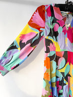 Rixo London Drape Neck Colourful Bold Print Marigold Dress