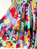 Rixo London Drape Neck Colourful Bold Print Marigold Dress