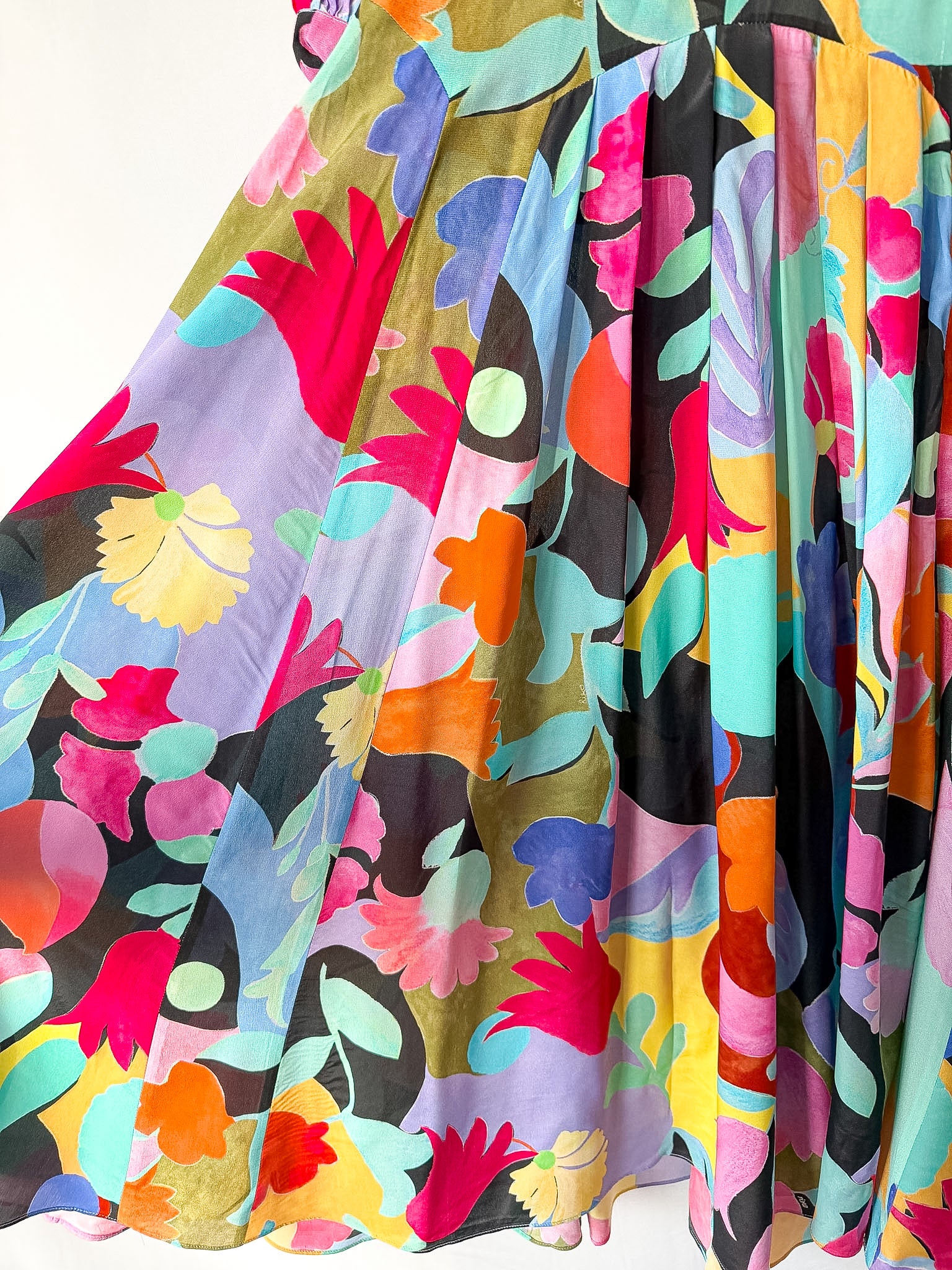 Rixo London Drape Neck Colourful Bold Print Marigold Dress