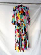 Rixo London Drape Neck Colourful Bold Print Marigold Dress