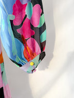Rixo London Drape Neck Colourful Bold Print Marigold Dress