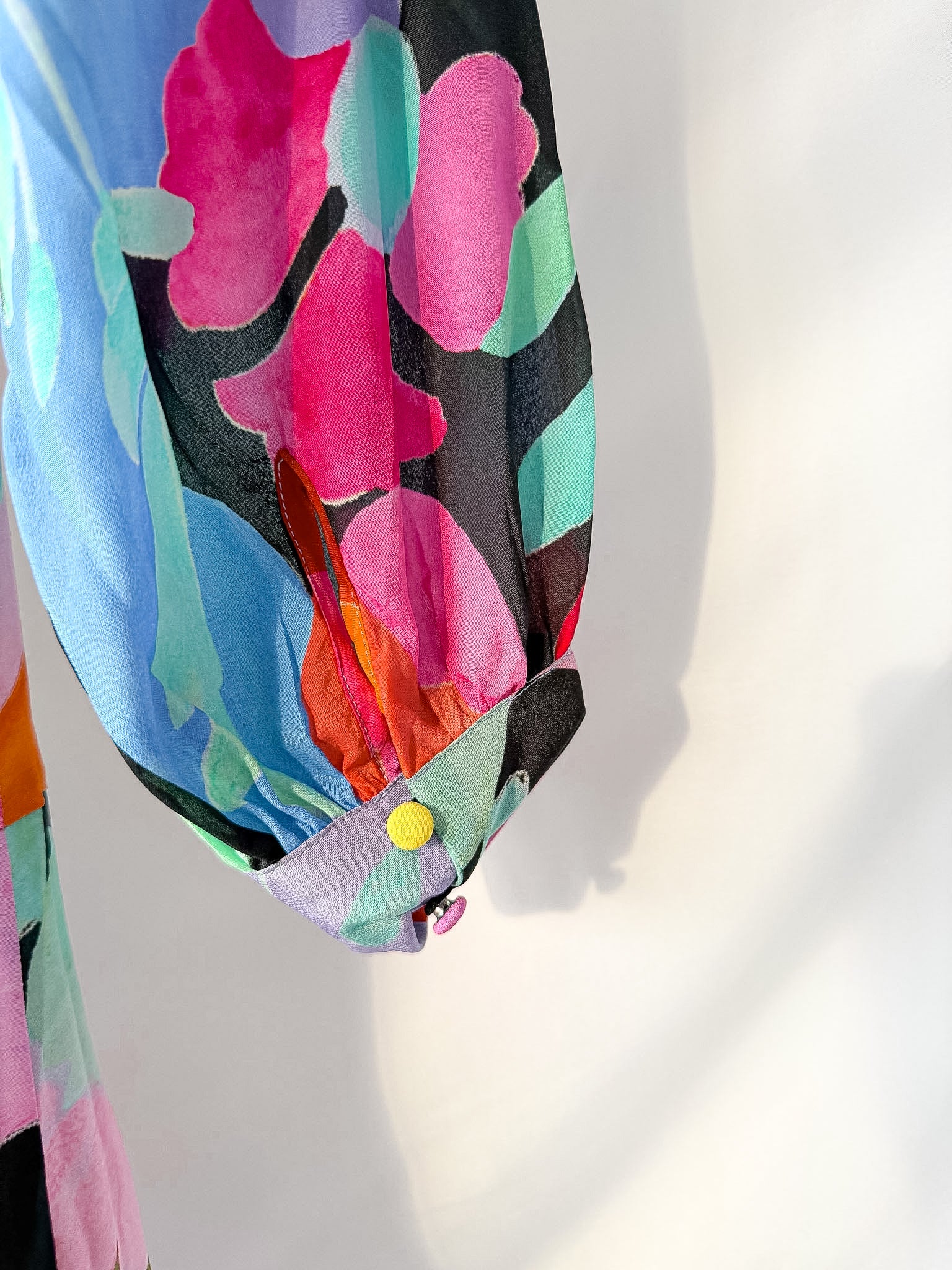 Rixo London Drape Neck Colourful Bold Print Marigold Dress