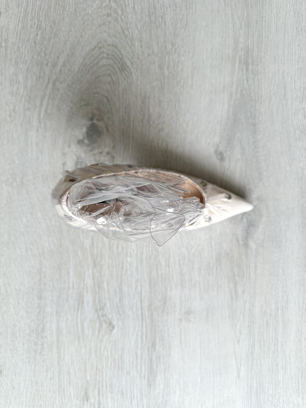 MIDNIGHT 00 White Plastic Ruched Crescent Moon Studded High Heels - House Of Huntington