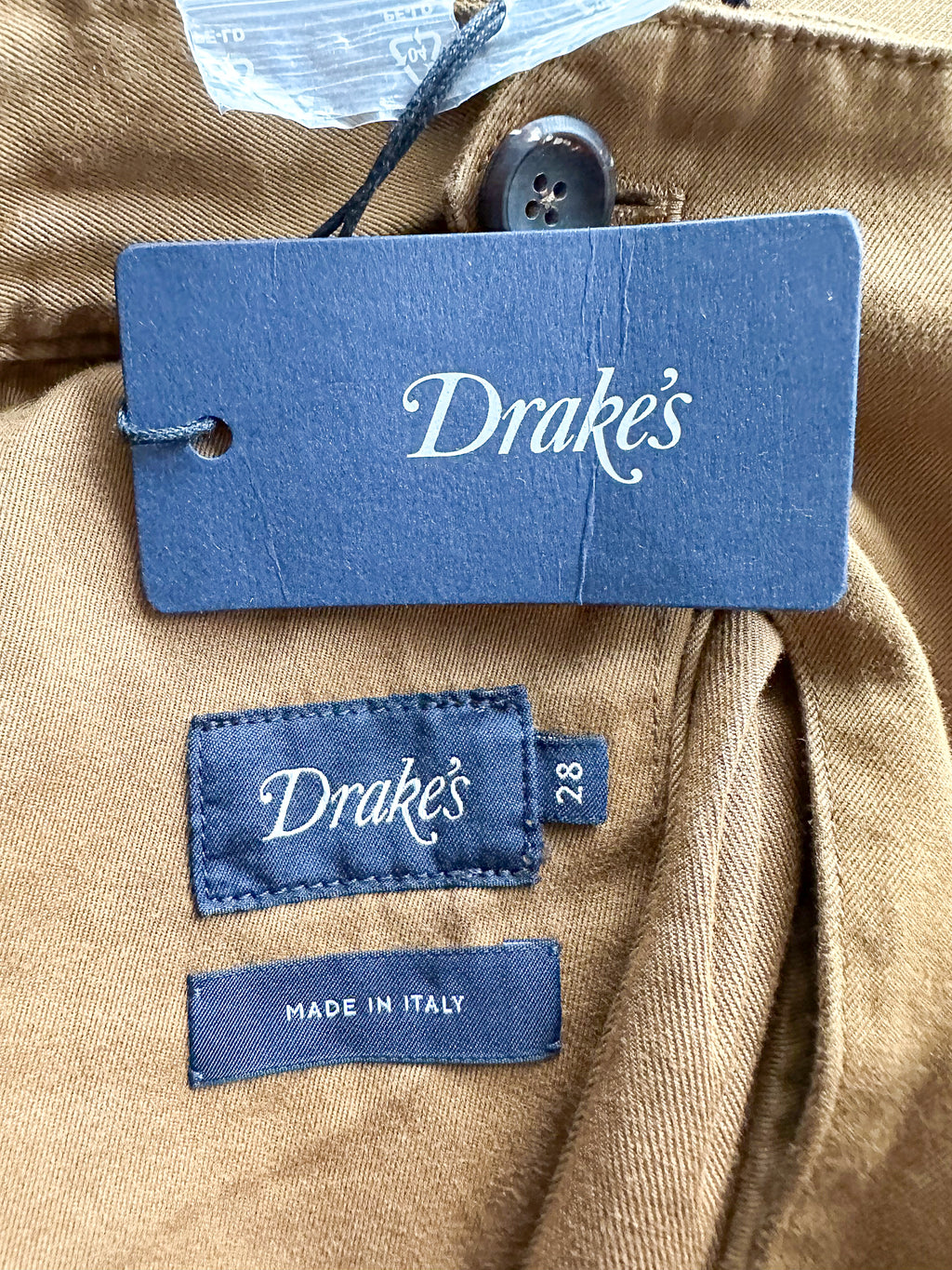 Drake's Brown Single Pleat Chino