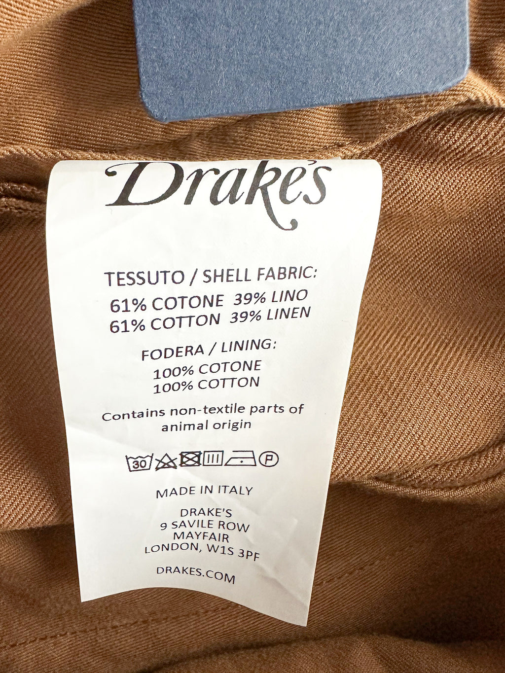 Drake's Brown Single Pleat Chino