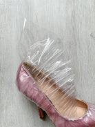 MIDNIGHT 00 Light Pink Ruched PVC Plastic Detail High Heels - House Of Huntington