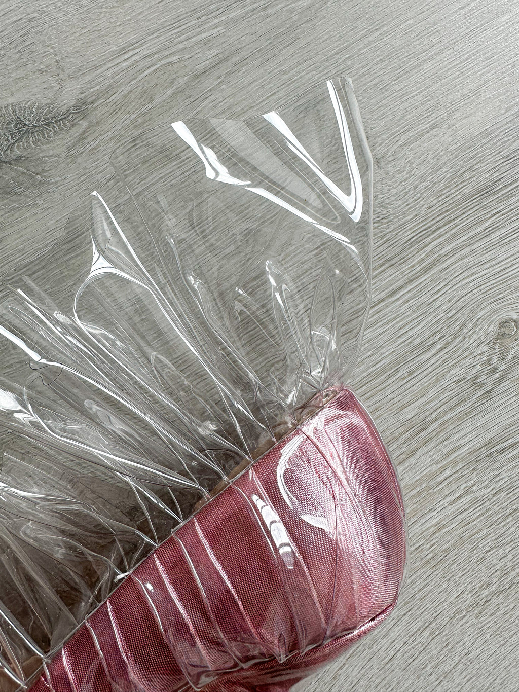 MIDNIGHT 00 Light Pink Ruched PVC Plastic Detail High Heels - House Of Huntington