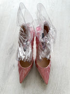 MIDNIGHT 00 Light Pink Ruched PVC Plastic Detail High Heels - House Of Huntington
