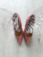 MIDNIGHT 00 Light Pink Ruched PVC Plastic Detail High Heels - House Of Huntington