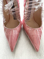 MIDNIGHT 00 Light Pink Ruched PVC Plastic Detail High Heels - House Of Huntington