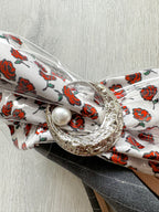 MIDNIGHT 00 Rose Print PVC Plastic Bow Pinstripe Cloth Rockabilly Crescent Brooch High Heels - House Of Huntington