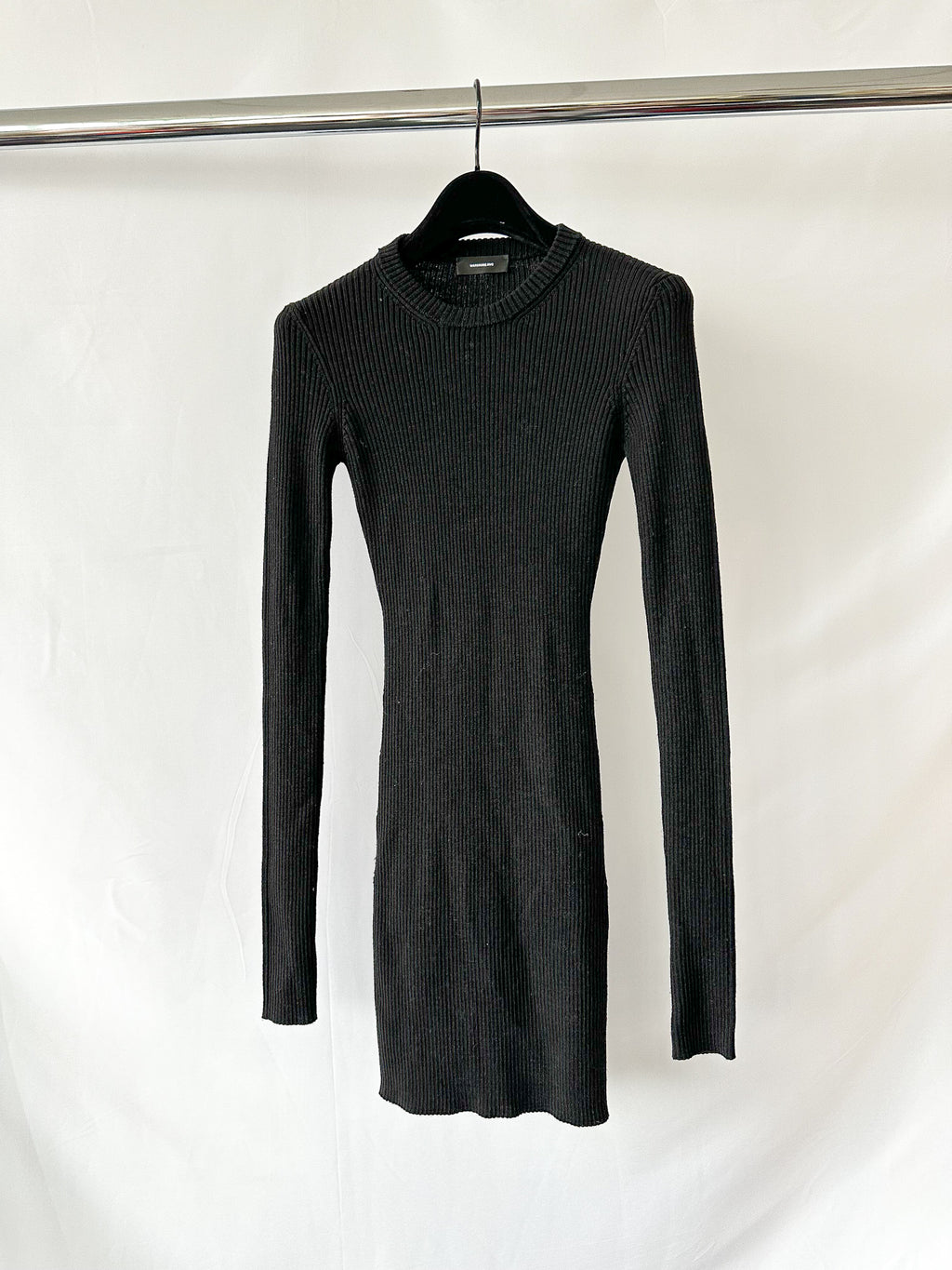 Wardrobe NYC Black Merino Wool Ribbed Knit Mini Jumper Dress