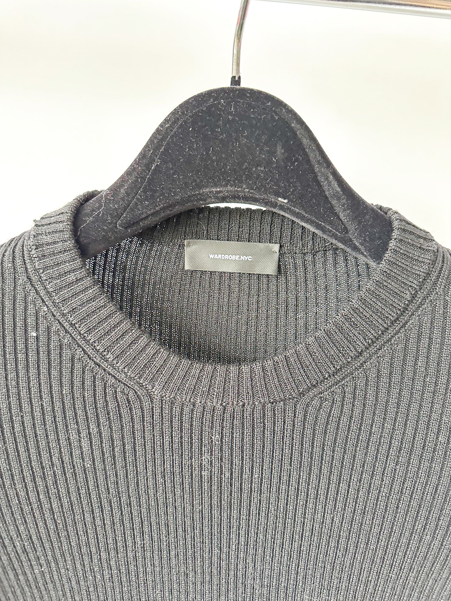 Wardrobe NYC Black Merino Wool Ribbed Knit Mini Jumper Dress