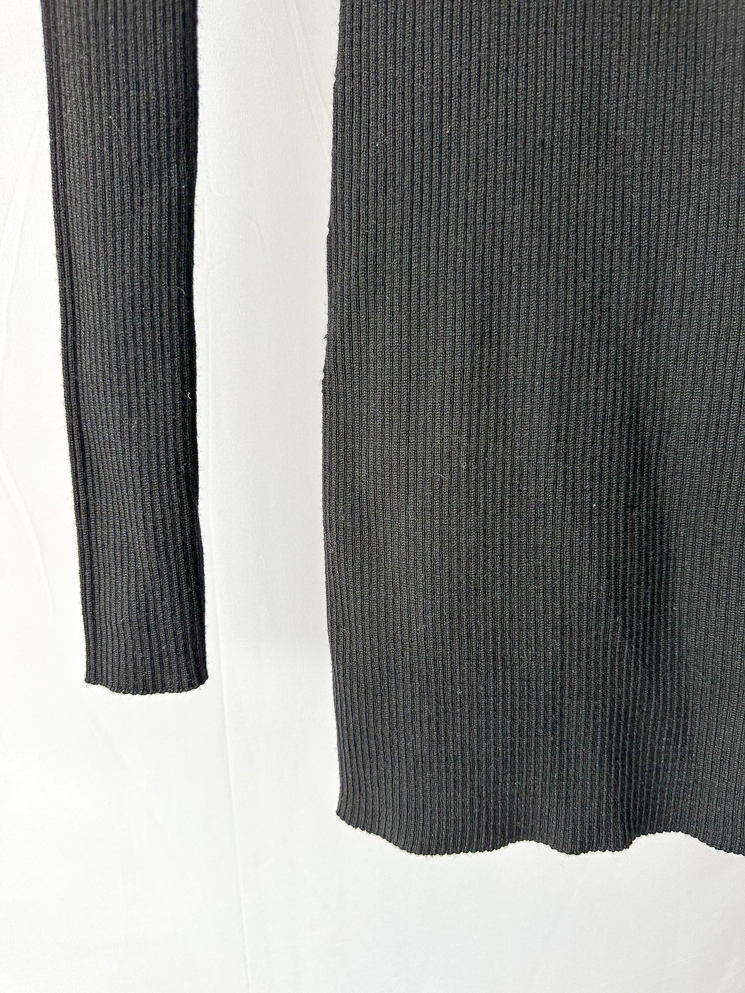 Wardrobe NYC Black Merino Wool Ribbed Knit Mini Jumper Dress