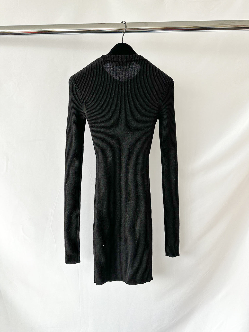 Wardrobe NYC Black Merino Wool Ribbed Knit Mini Jumper Dress