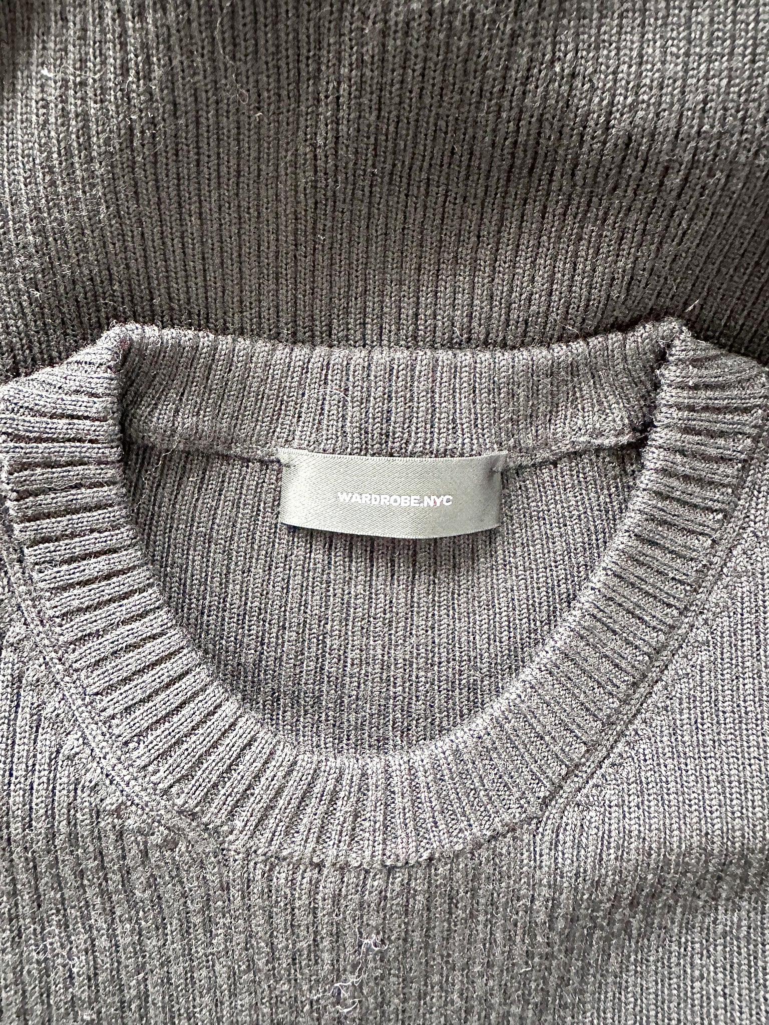 Wardrobe NYC Black Merino Wool Ribbed Knit Mini Jumper Dress