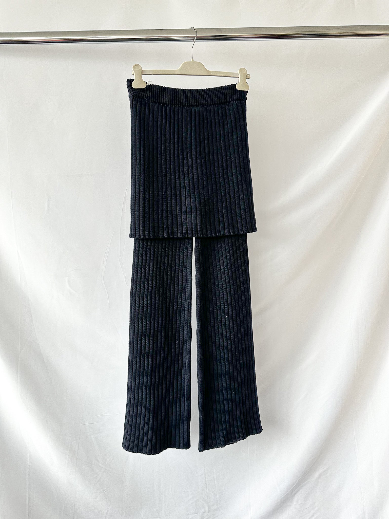 Loewe Layered Skirt Flared Leg Wool Trousers