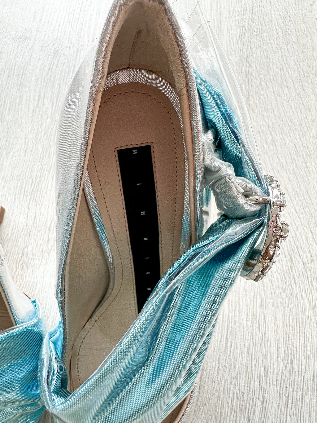 MIDNIGHT 00 Silver Blue Crescent Moon Ruched Wrap Princess High Heels - House Of Huntington