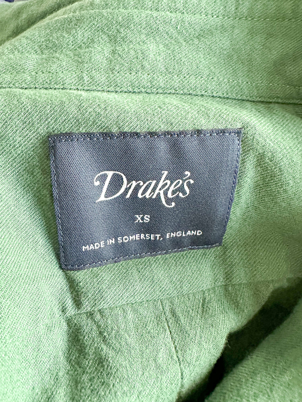 Drake's Green Brushed Cotton Work Shirt