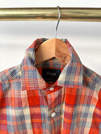 Drake's Red Amber Checked Double Pocket Shirt