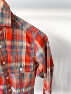 Drake's Red Amber Checked Double Pocket Shirt