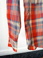 Drake's Red Amber Checked Double Pocket Shirt