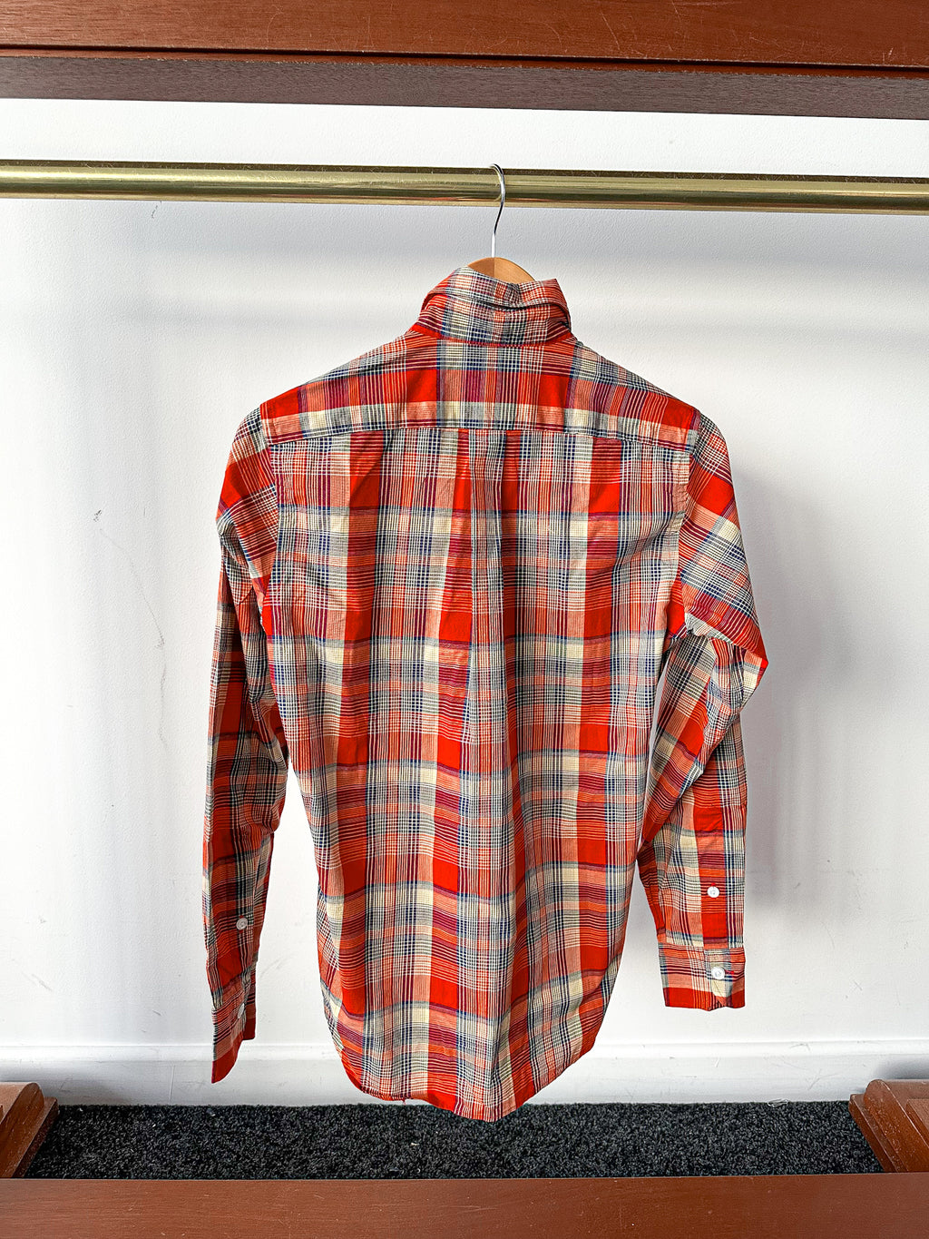 Drake's Red Amber Checked Double Pocket Shirt
