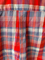 Drake's Red Amber Checked Double Pocket Shirt