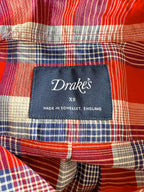 Drake's Red Amber Checked Double Pocket Shirt