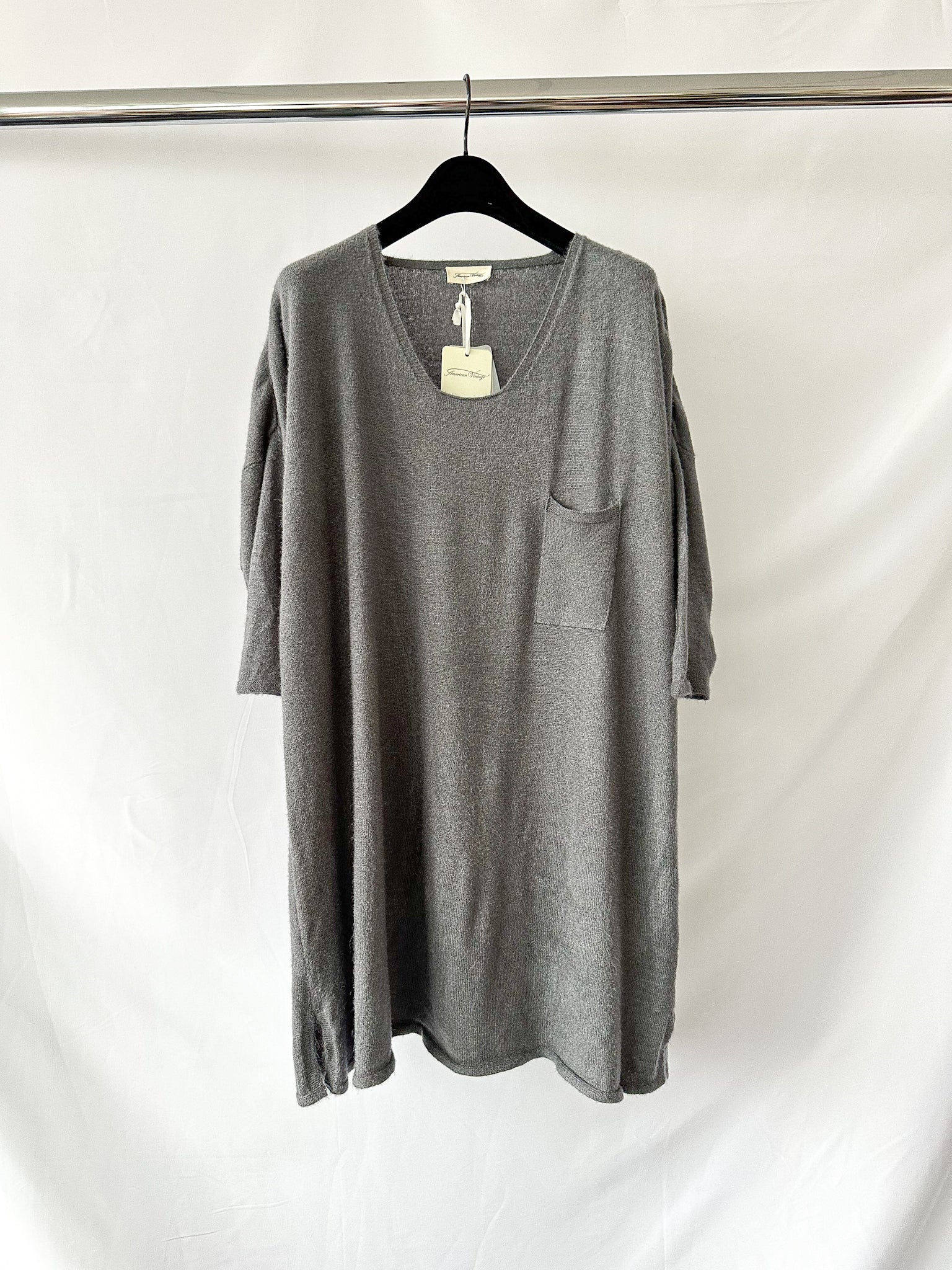 American Vintage Grey Thin Knit Baggy Sweater Jumper