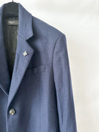 Amiri Navy Wool Blend Single Breasted Coat