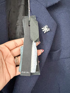 Amiri Navy Wool Blend Single Breasted Coat