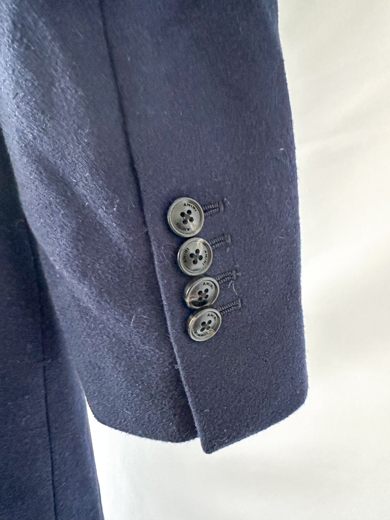 Amiri Navy Wool Blend Single Breasted Coat