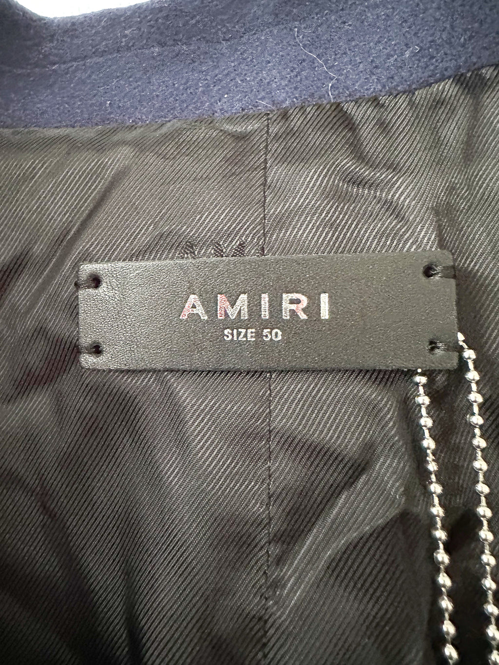 Amiri Navy Wool Blend Single Breasted Coat