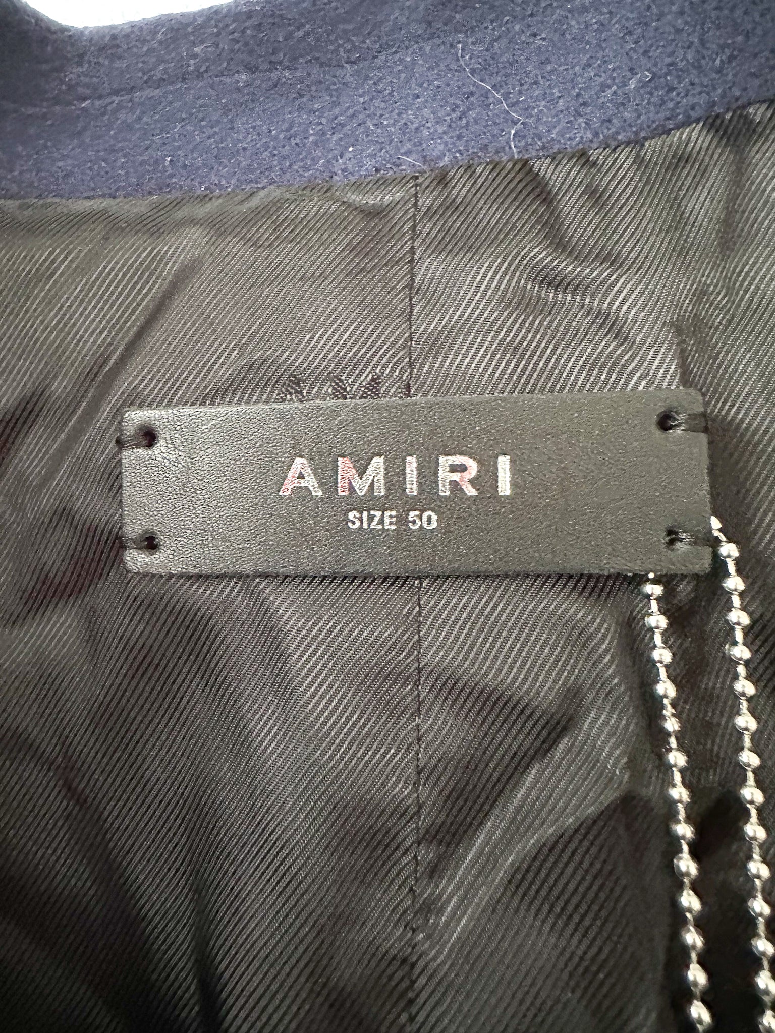Amiri Navy Wool Blend Single Breasted Coat