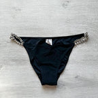 Pain De Sucre Black Crystal Jewel Chain Side Seloua Bikini Bottoms - House Of Huntington