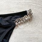 Pain De Sucre Black Crystal Jewel Chain Side Seloua Bikini Bottoms - House Of Huntington