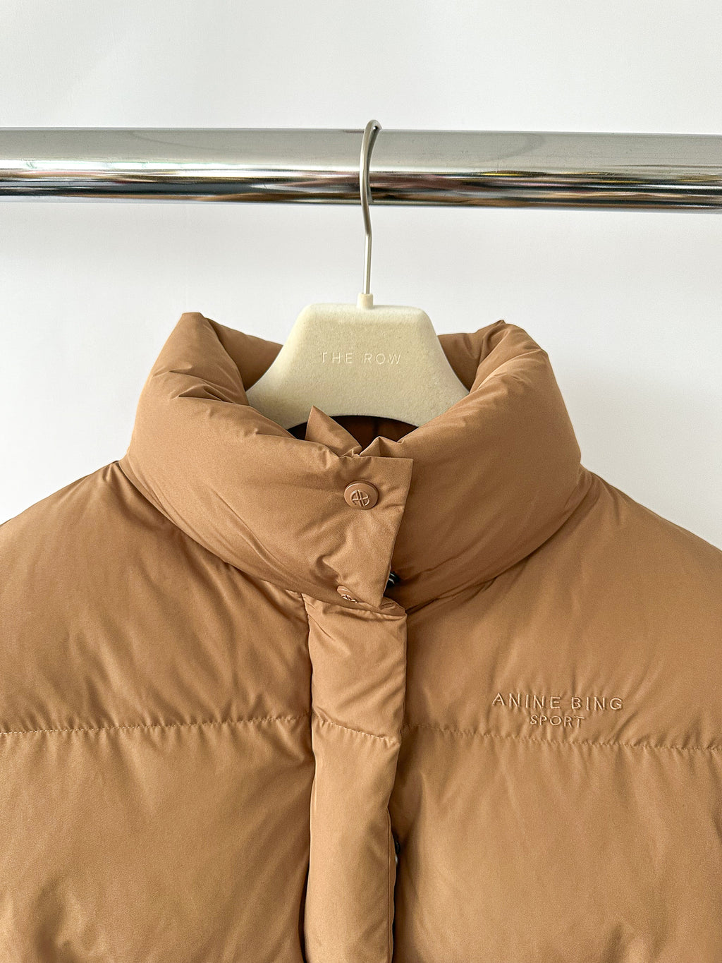 Anine Bing Logo Embroidered Brown Duck Down Padded Gilet Vest Jacket