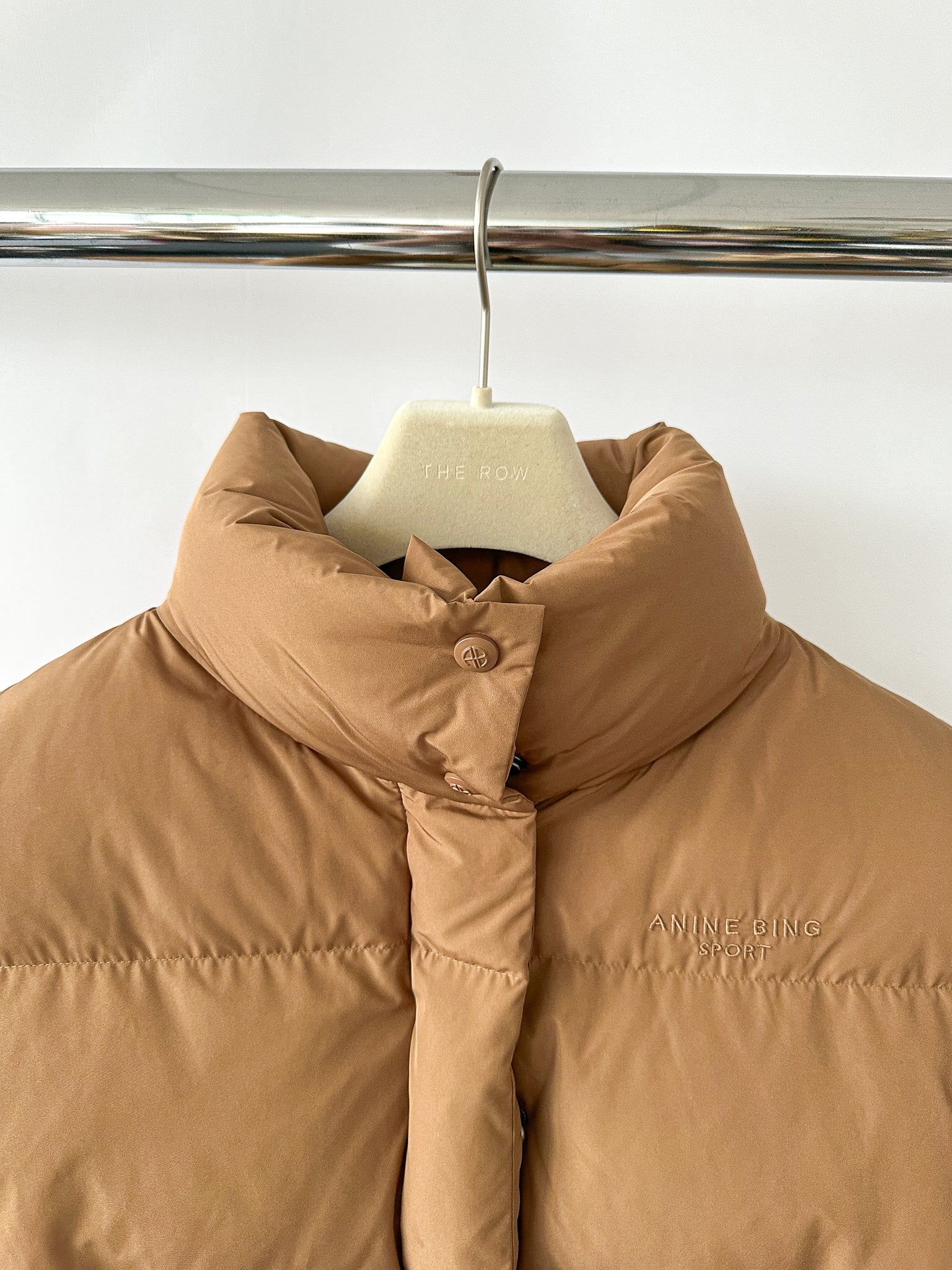 Anine Bing Logo Embroidered Brown Duck Down Padded Gilet Vest Jacket