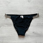 Pain De Sucre Black Crystal Jewel Chain Side Seloua Bikini Bottoms - House Of Huntington